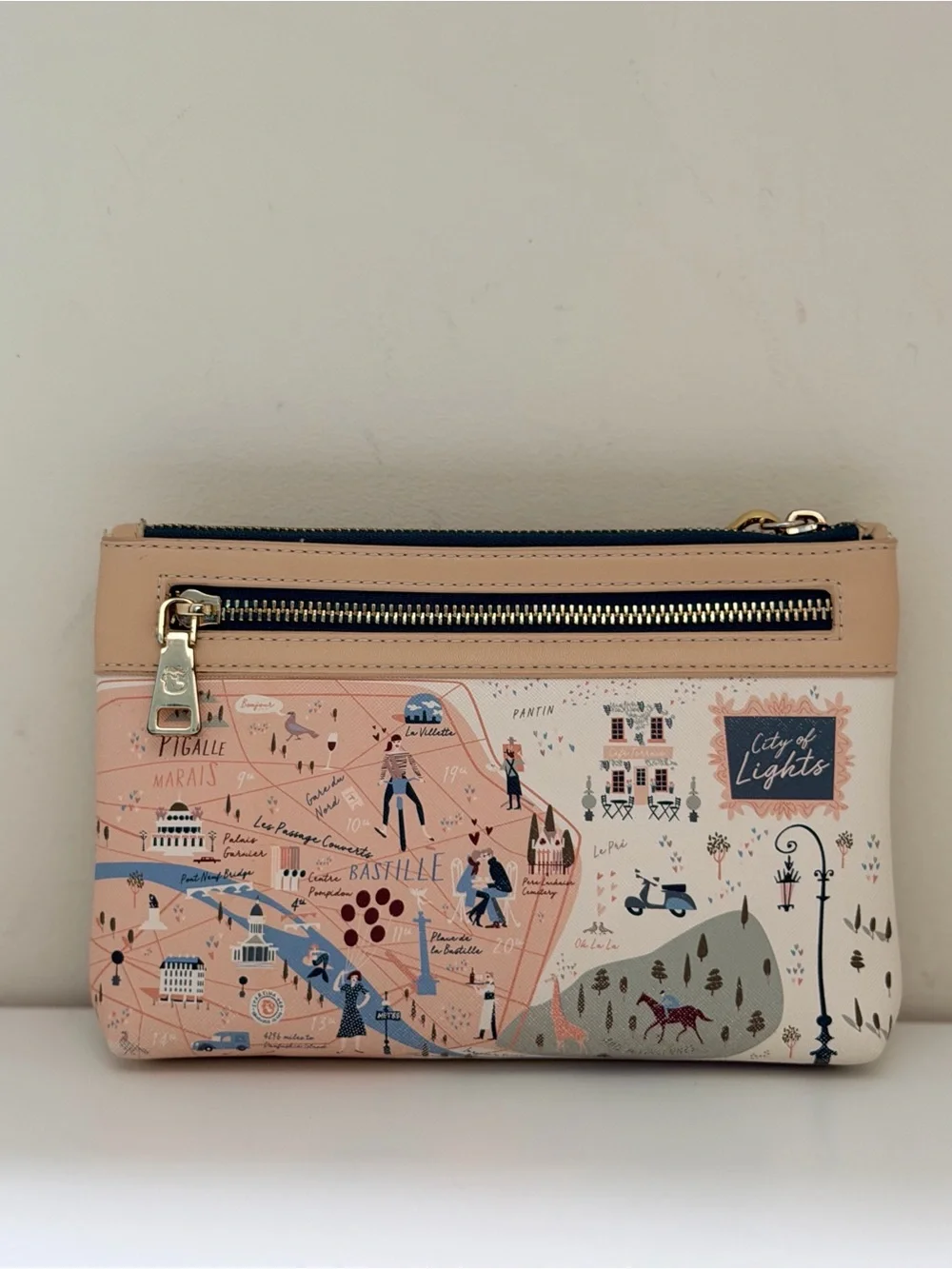 Spartina 449 City of Lights Paris Scout Wristlet Map Print  Clutch collectible